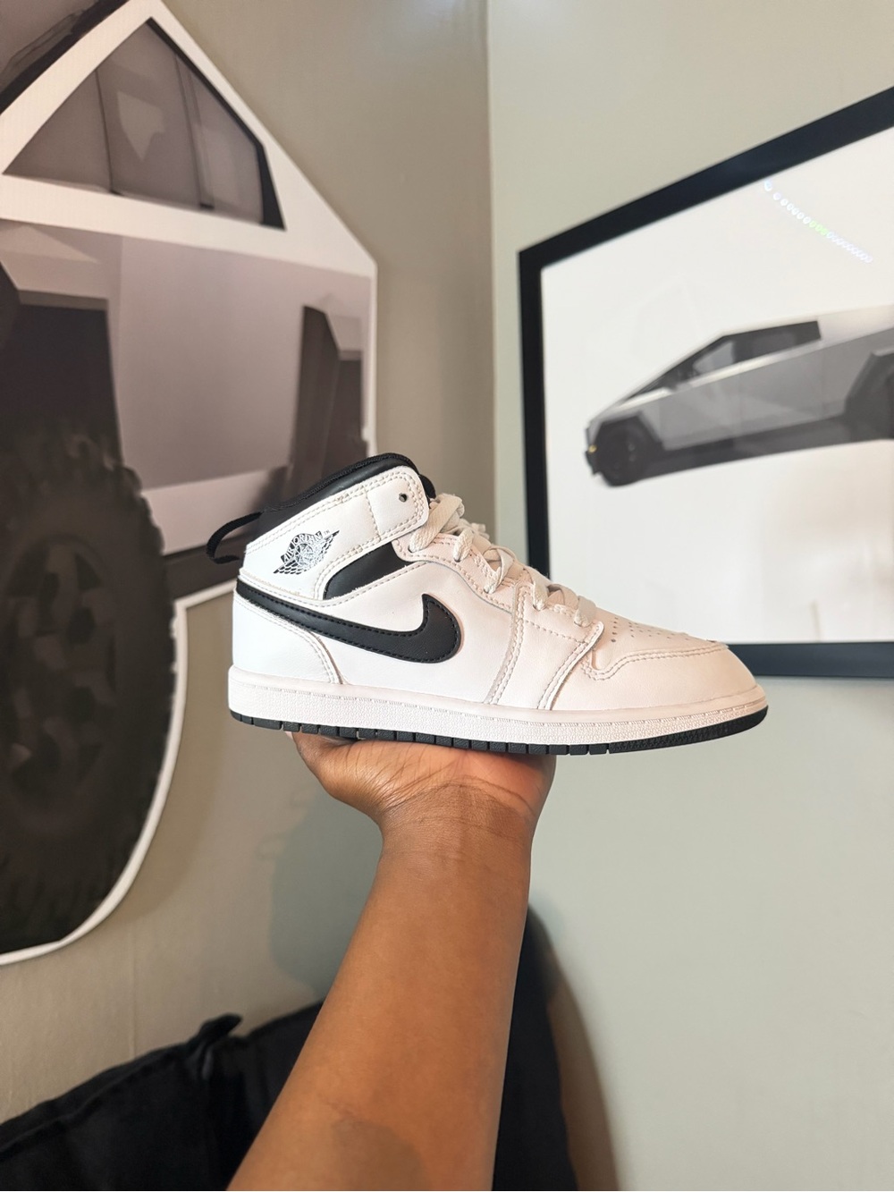 Nike White and Black Mid-Top Sneaker